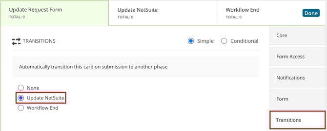 update request form transitions