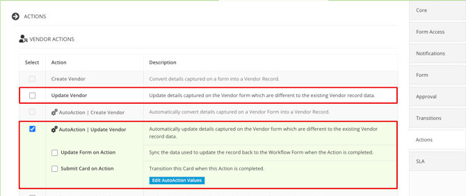 update vendor action