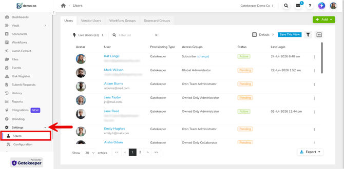 user list