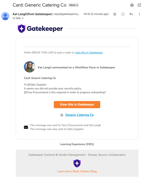 workflow message email