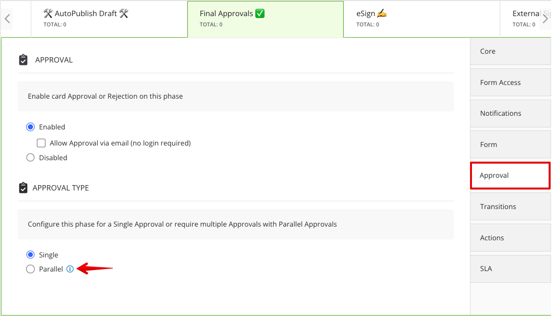 Parallel Approval Settings
