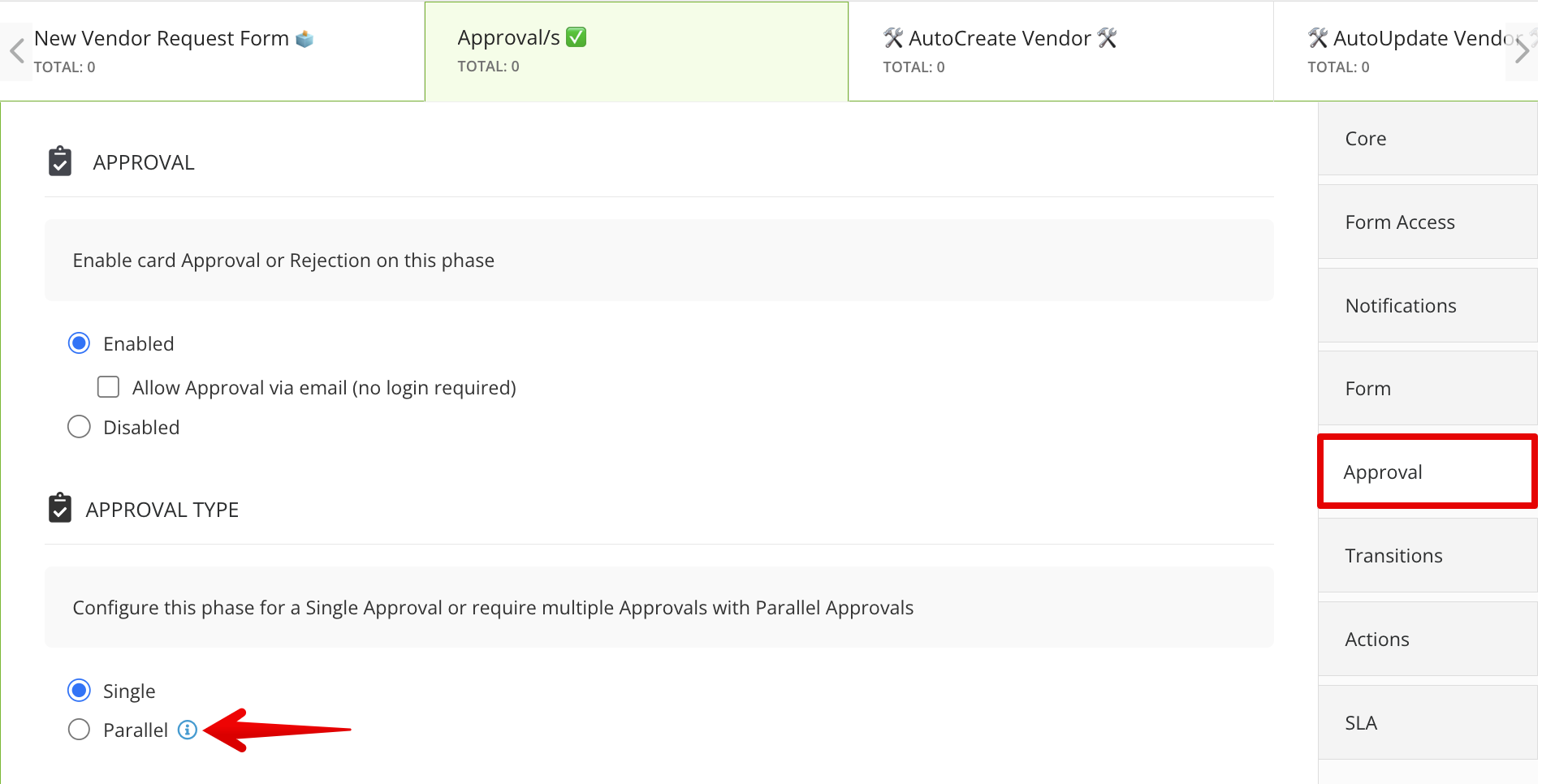 Parallel Approval Settings
