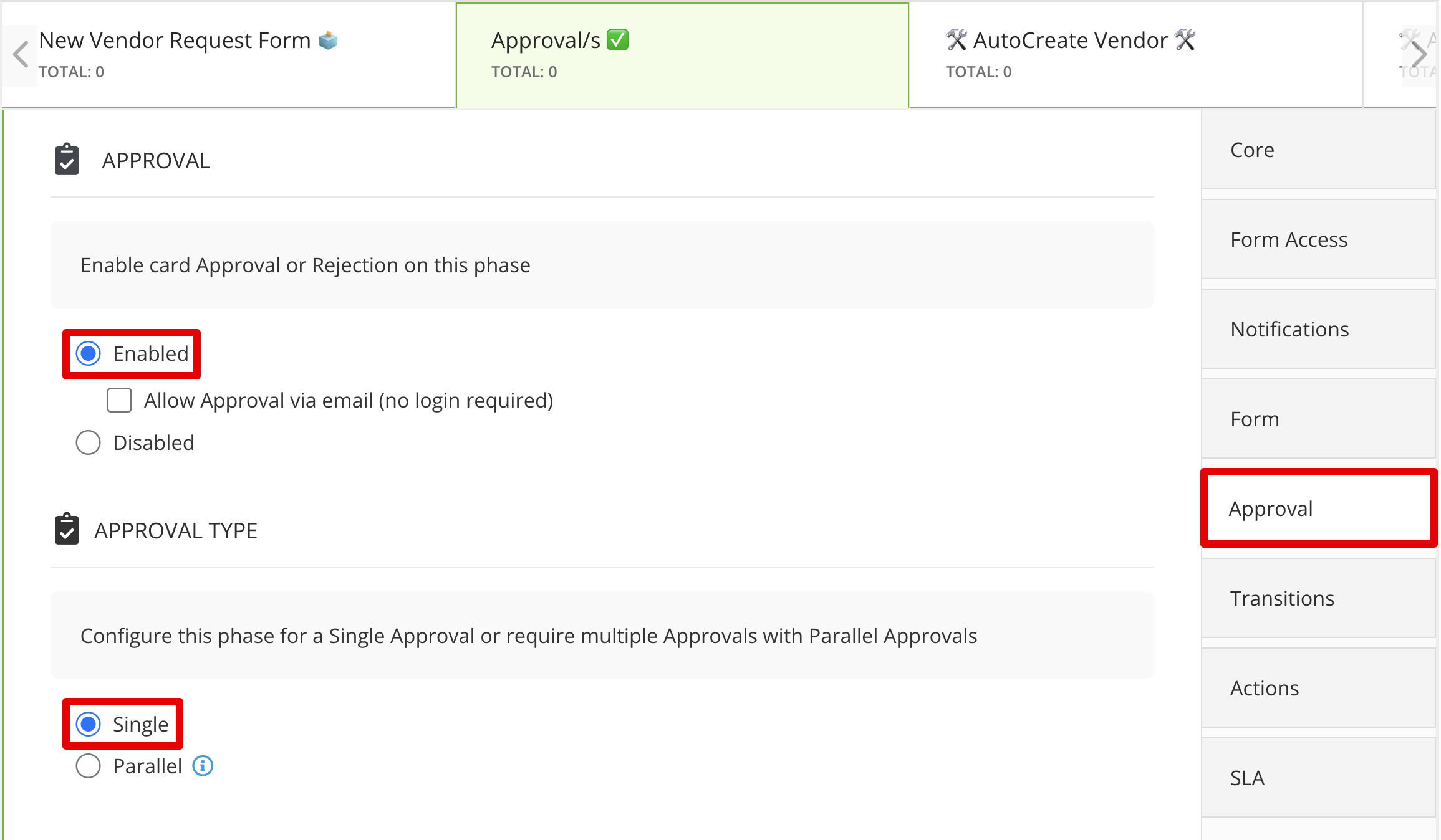 Approval Settings
