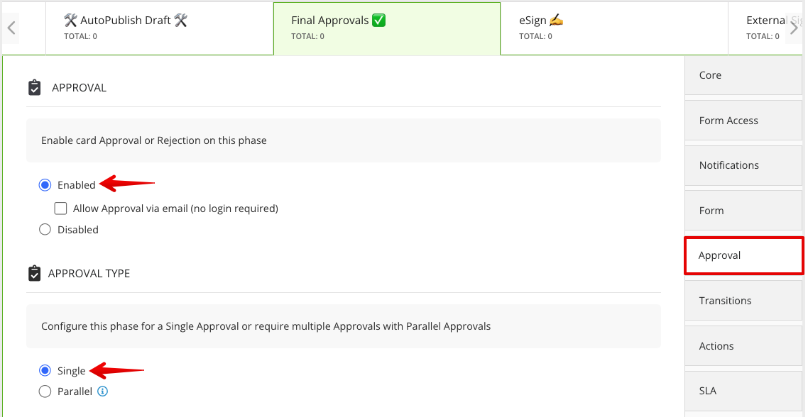 Simple Approval Settings