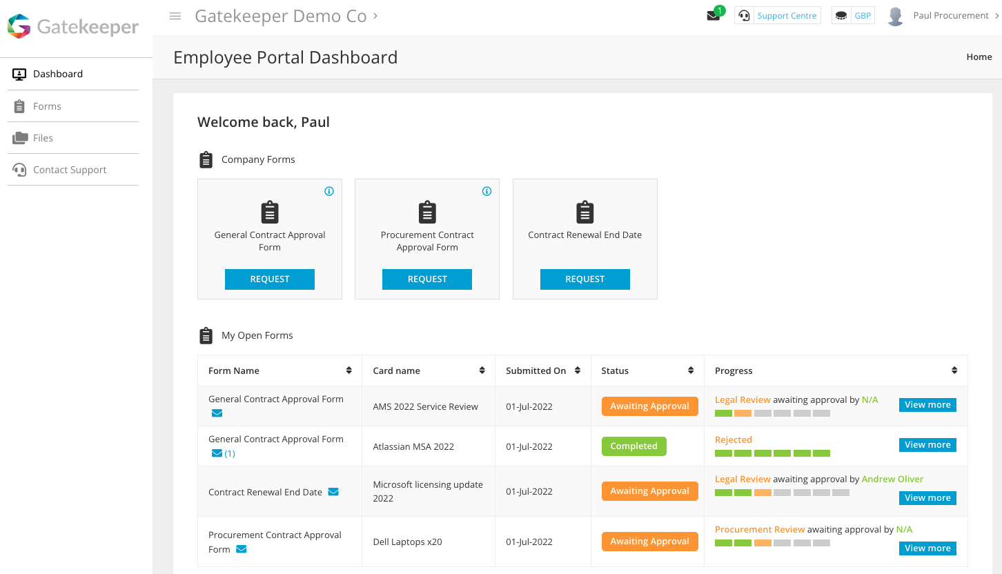 Employee Portal Controls