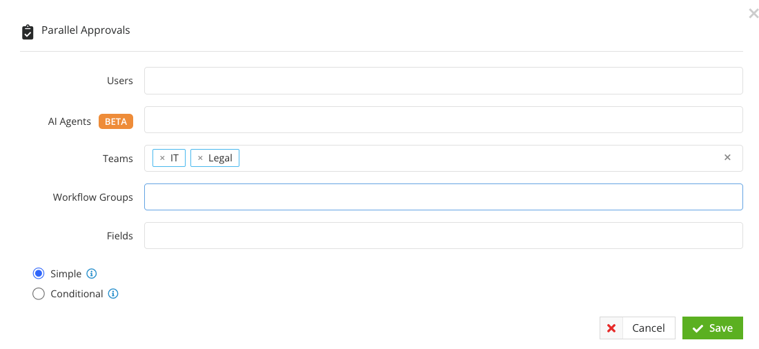 Parallel Approvals User Selection