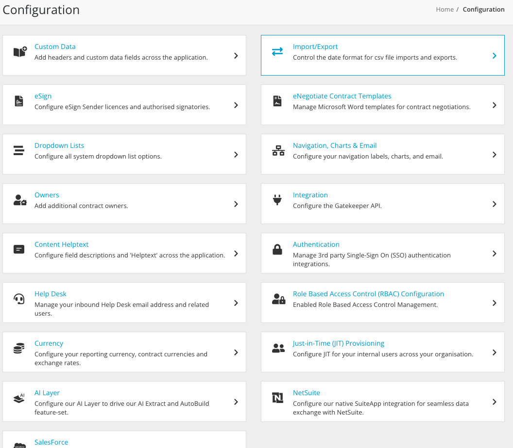 Configuration Overview Page